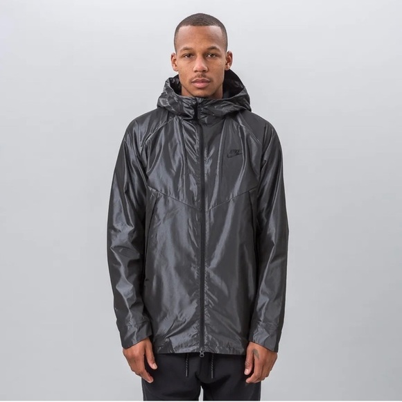 Nike Bonded Parka Jackey Platinum 805112 043 Black Sz‎ L Zip Up Jacket Hooded - Picture 1 of 7